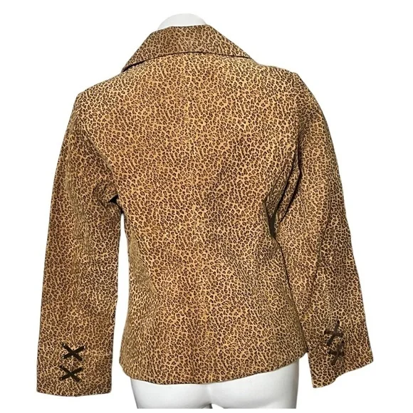 Lew Magram Collection Leopard Print Leather Jacket Size 10 - Picture 4 of 5